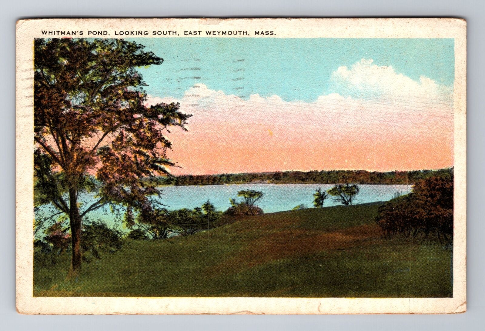 East Weymouth MA-Massachusetts, Whitman\'s Pond South c1931 Vintage Postcard