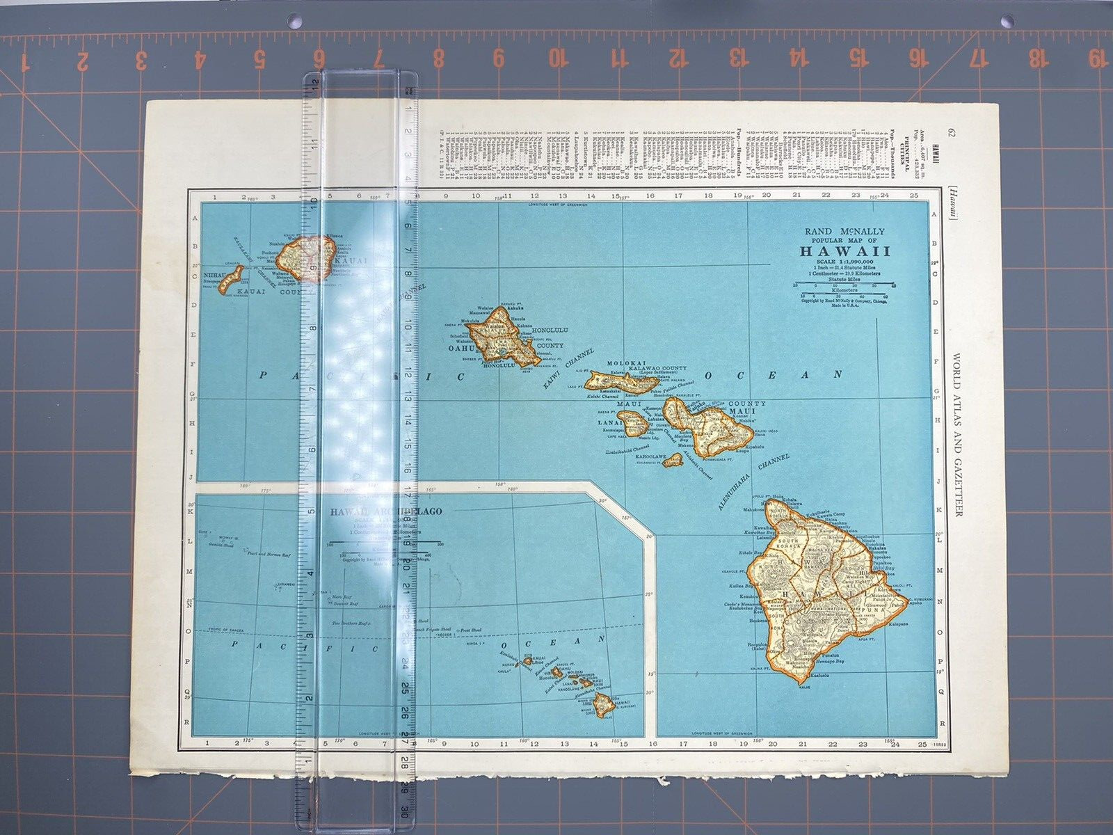 1940's Hawaii atlas Map Vintage