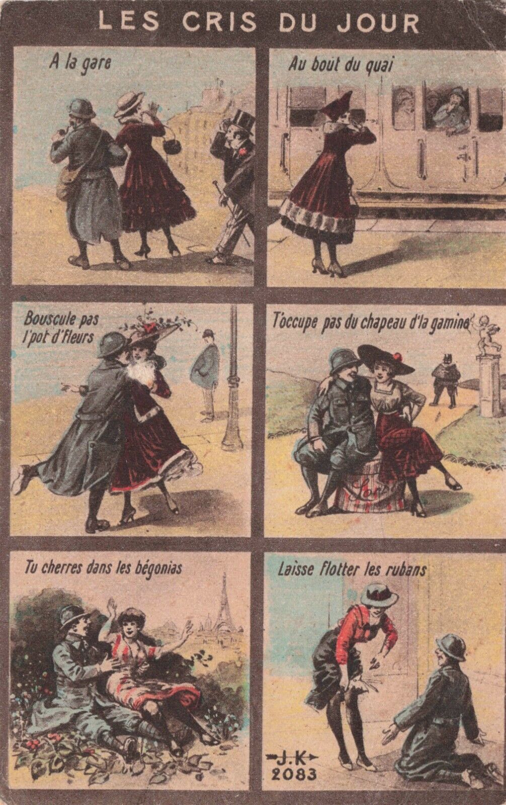 Vintage Artist Postcard Les Cris du Jour   WWI Soldiers in France Satire  607