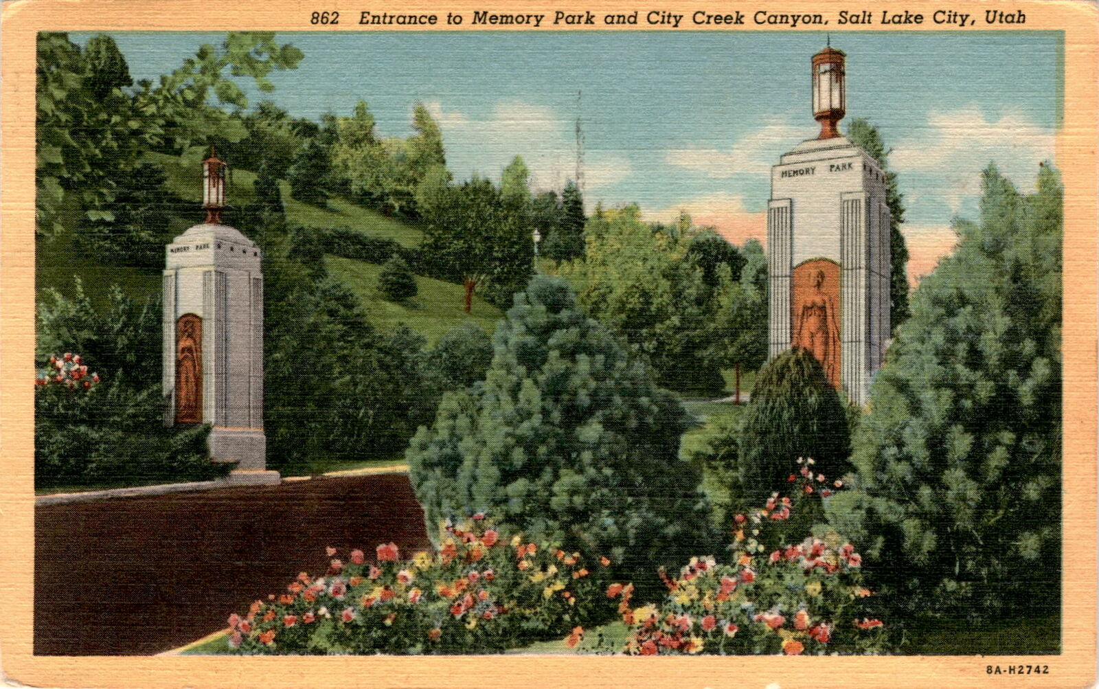 vintage Memory Park City Creek Canyon Salt Lake City Utah World War Postcard