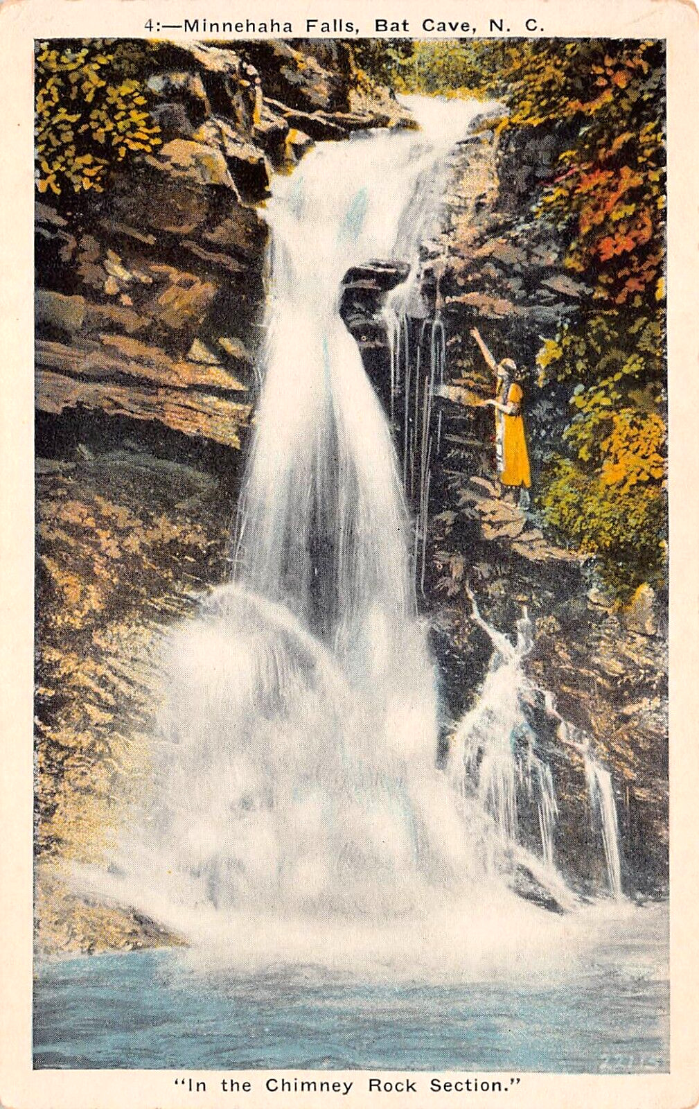 Asheville NC Bat Cave Minnehaha Falls Broad River Scenic View Vtg Postcard C16