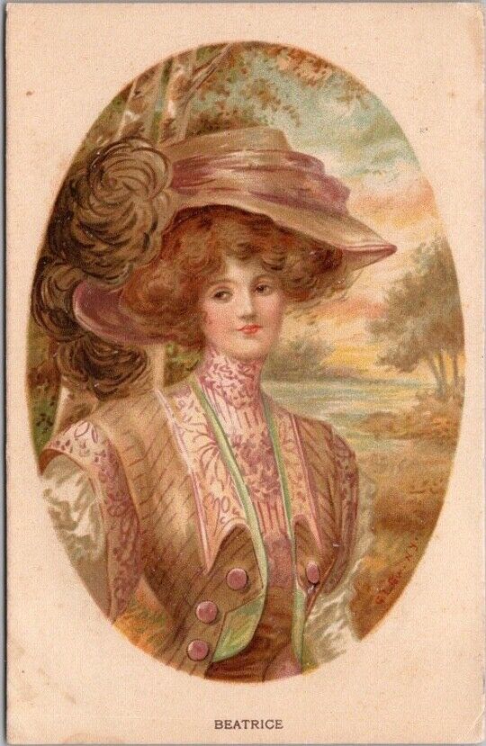 Vintage Pretty Lady Postcard 