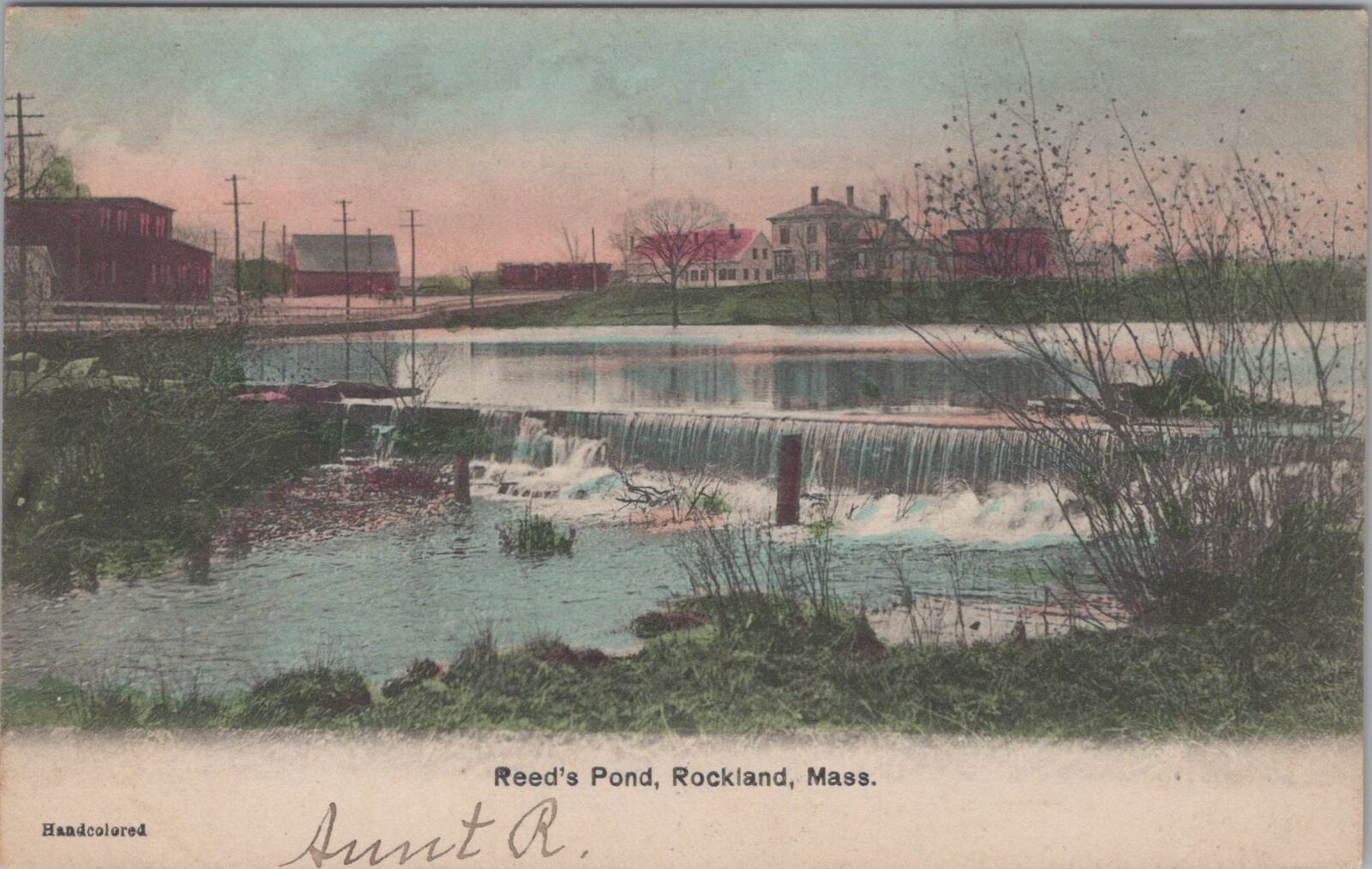 Reed's Pond Rockland Massachusetts 1907 Postcard