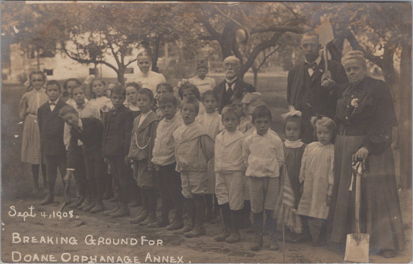 Breaking Ground for Doane Orphanage Annex Springfield 1908 RPPC Photo Postcard