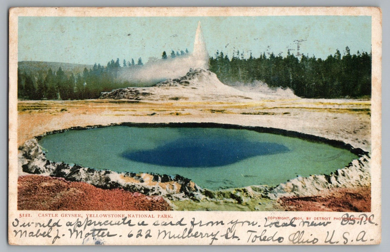 Postcard c1907 Castle Geyser, Yellowstone National Park, Wyoming