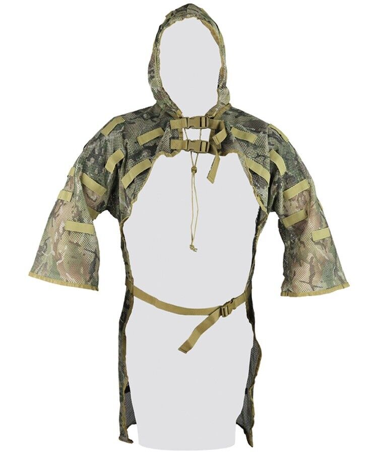 Ghillie Concealment Vest With Hood BTP Camo Lightweight Mesh - Sniper Suit