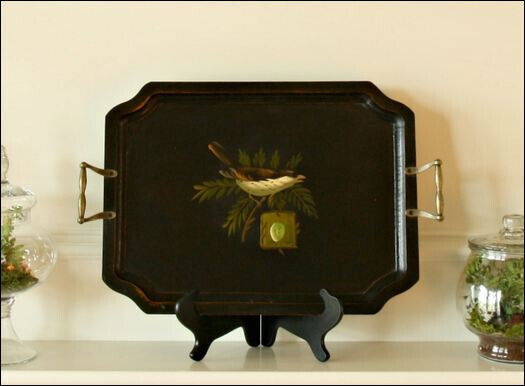Mary Carol Home Bird Painted Tray Wood Large Hand Painted Bird Nell Hills 21.5 \