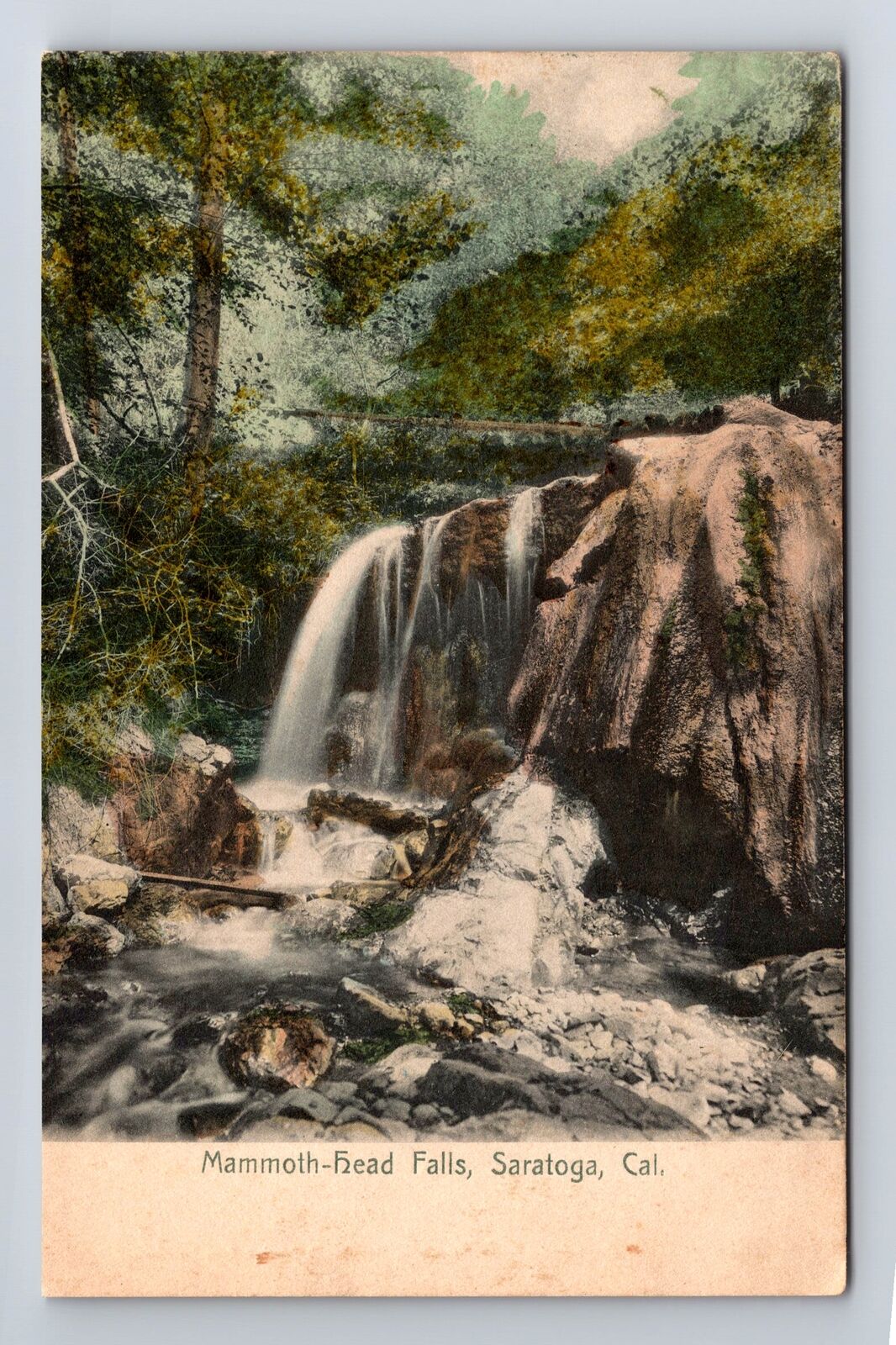 Saratoga CA-California, Mammoth Head Falls, Antique, Vintage Postcard