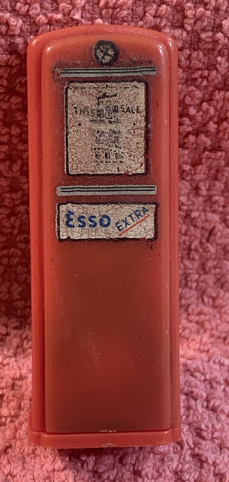 Vintage Esso Oil Gas Pump Red Salt Shaker Shelton Serv Station New Boston Texas