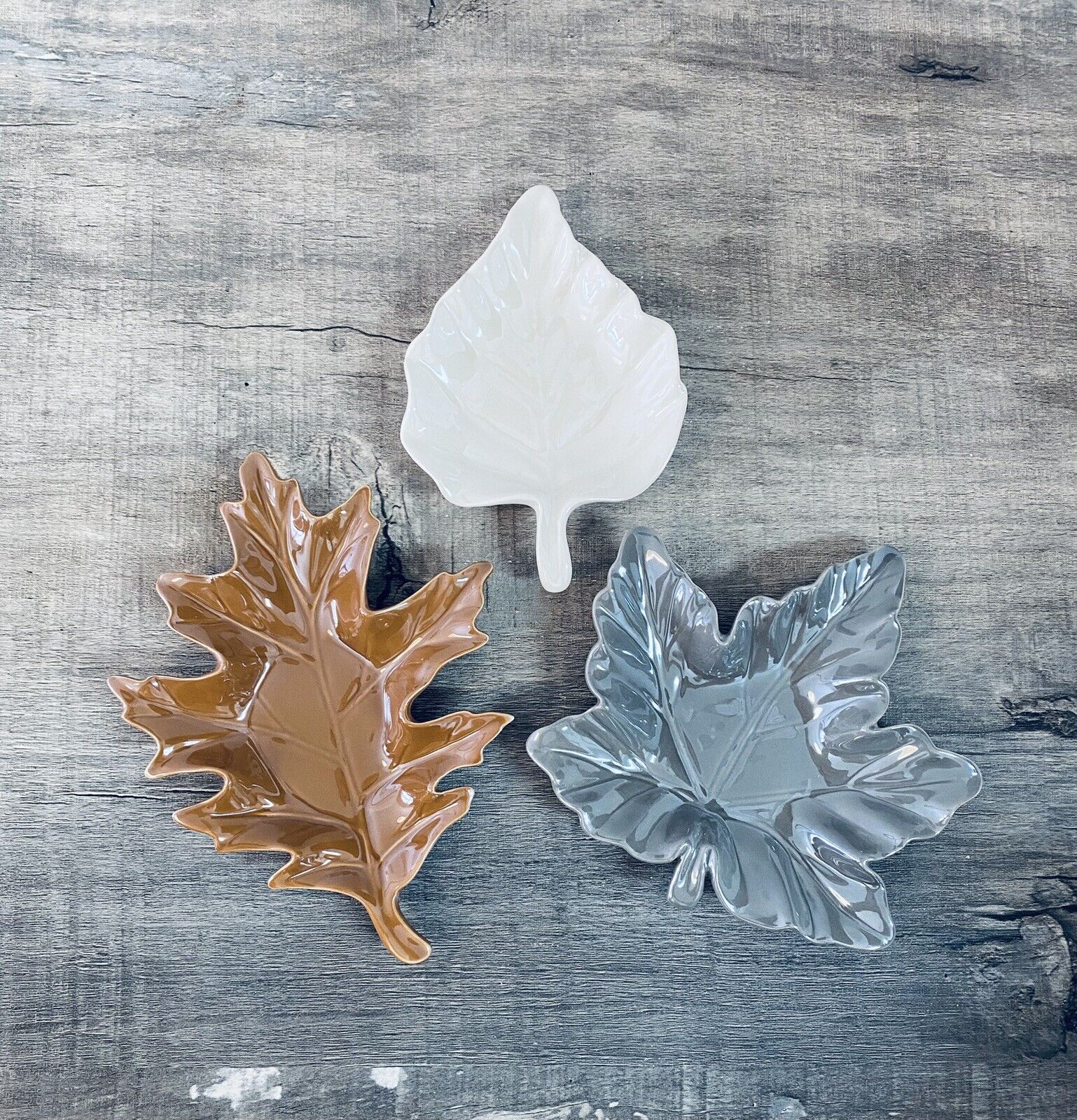 PartyLite (P90851) Woodland Retreat Trio Maple Leaf Set Ceramic