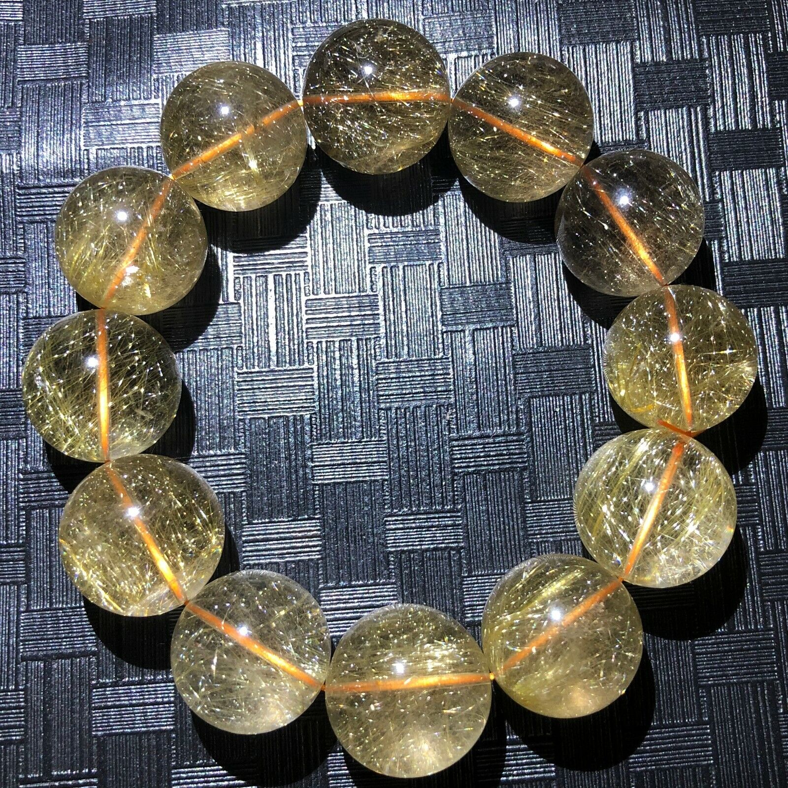 Natural Gold Rutilated Titanium Quartz  Beads Bracelet 20mmF621