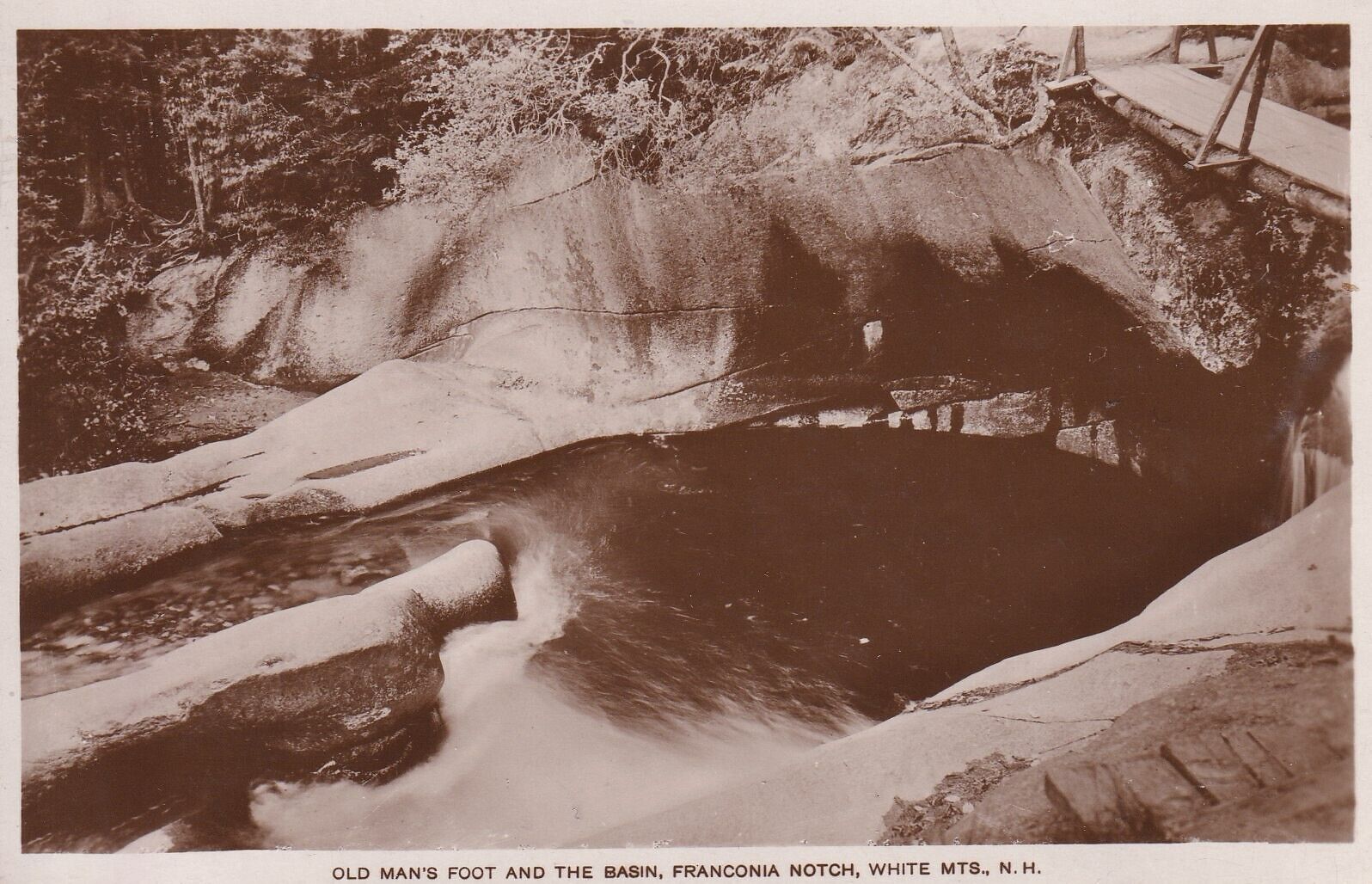 VTG Postcard RPPC The Basin And Old Man's Foot Franconia Notch NH Posted 1934