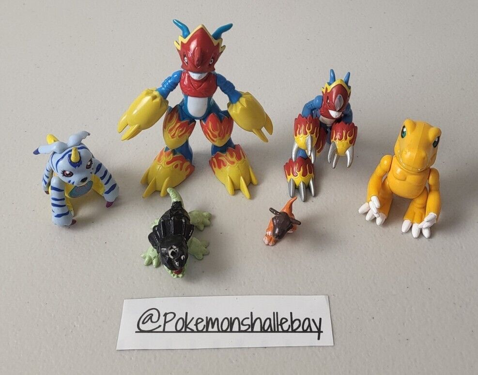 6x Miscellaneous Vintage Digimon Figures - Agumon etc