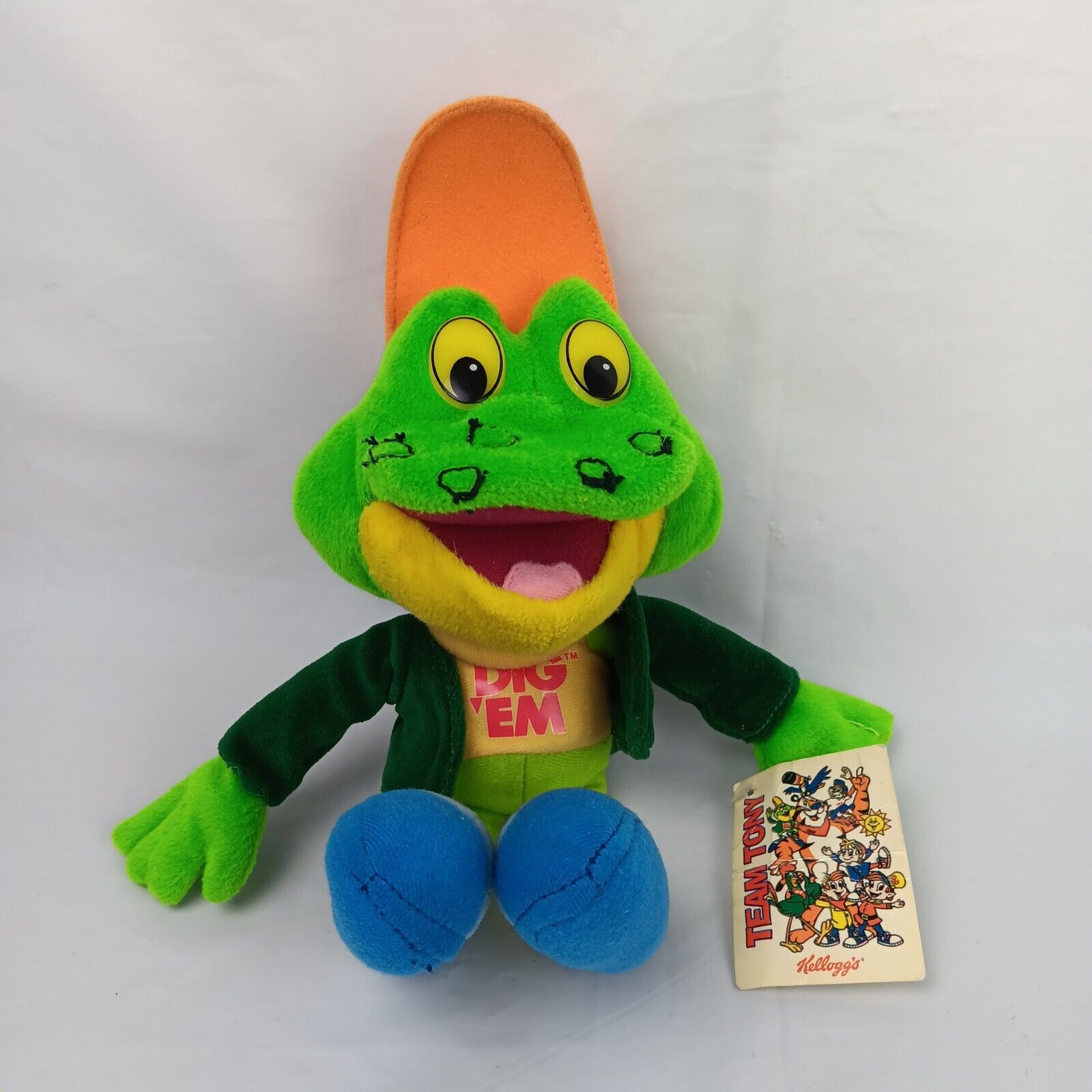 Vintage 2001 Toy Network Kellogg's Honey Smacks Cereal Dig Em Frog Plush Toy