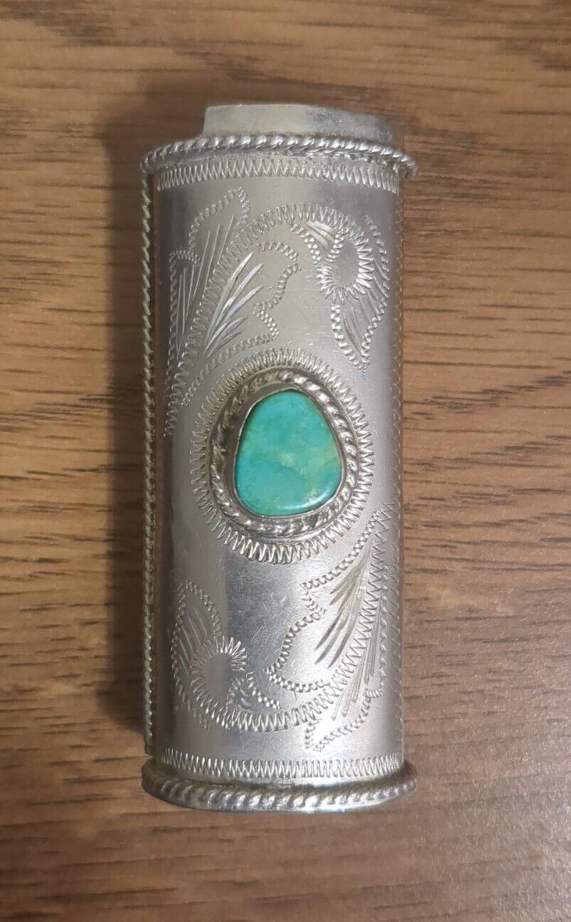 Vintage Native American Turquoise Alpaca Lighter Cover