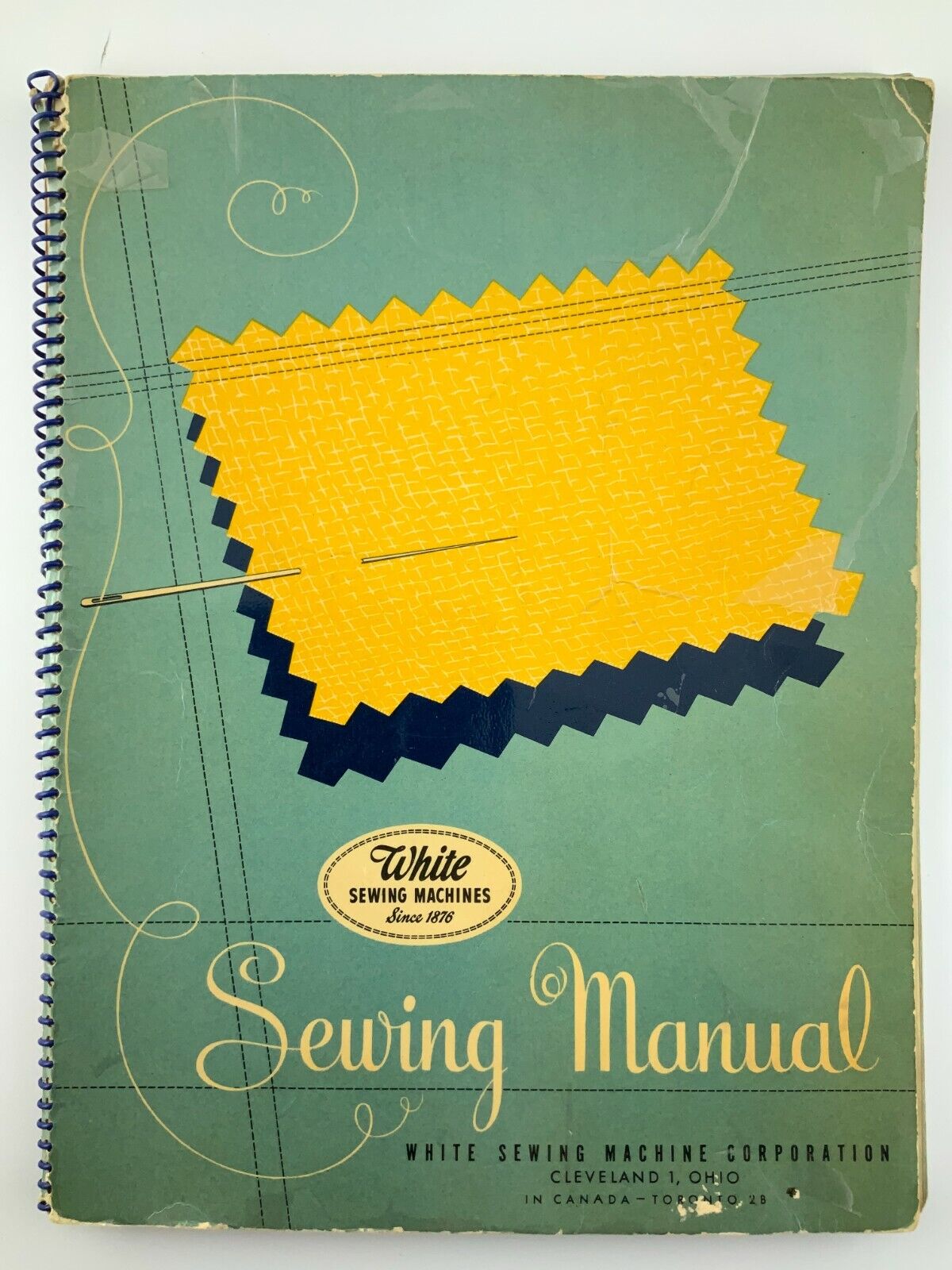 1947 MCM White Sewing Machine Manual Cleveland Ohio 802A