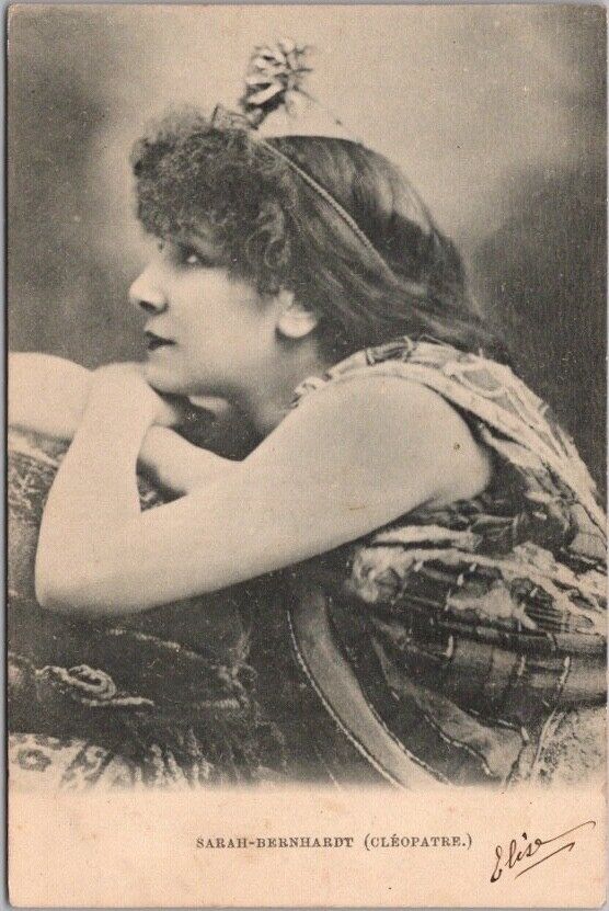 Vintage SARAH BERNHARDT Postcard as CLEOPATRA / Costume - 1905  French Cancel