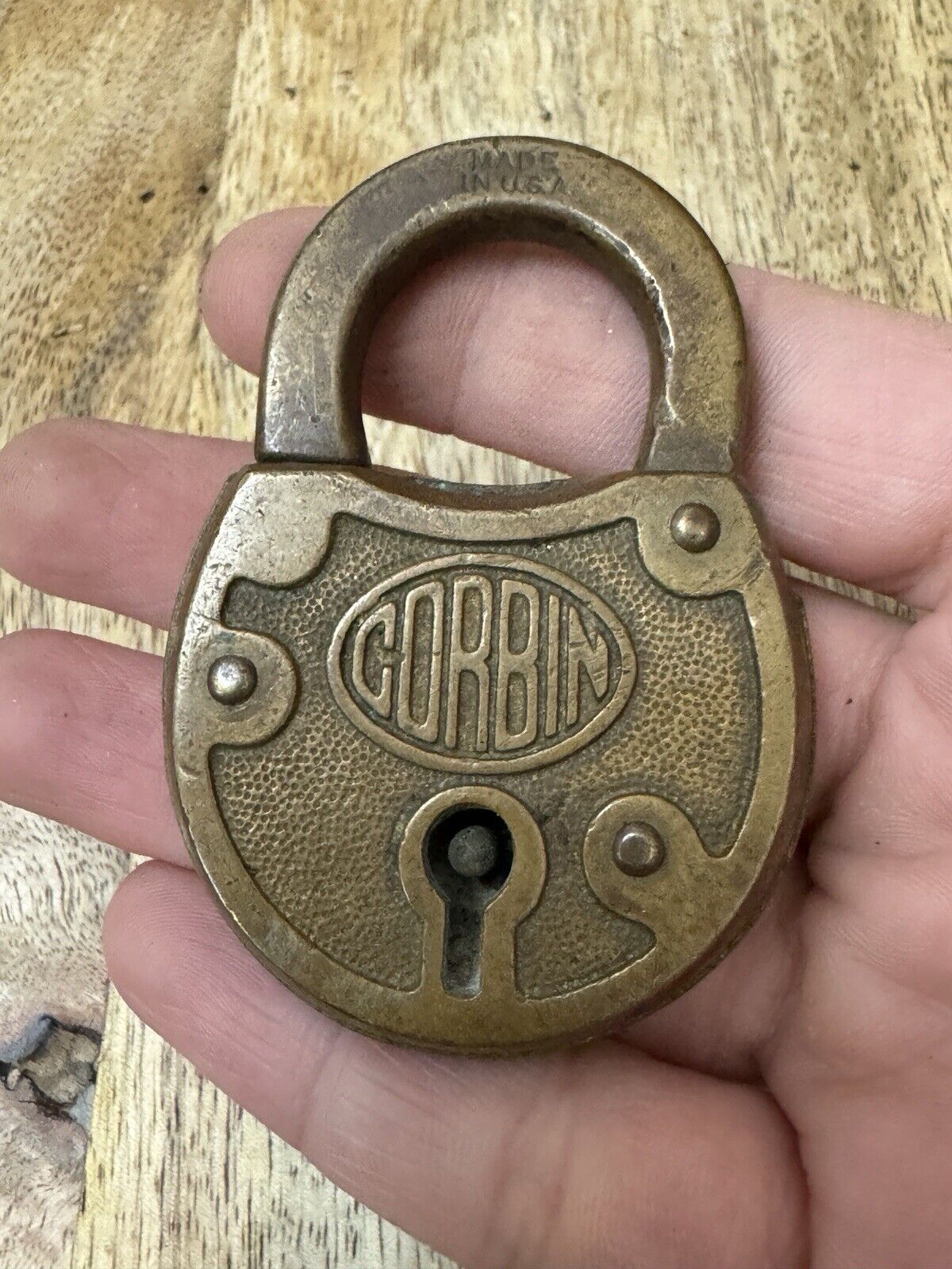 Vintage Old Corbin Brass Padlock No Key Lock