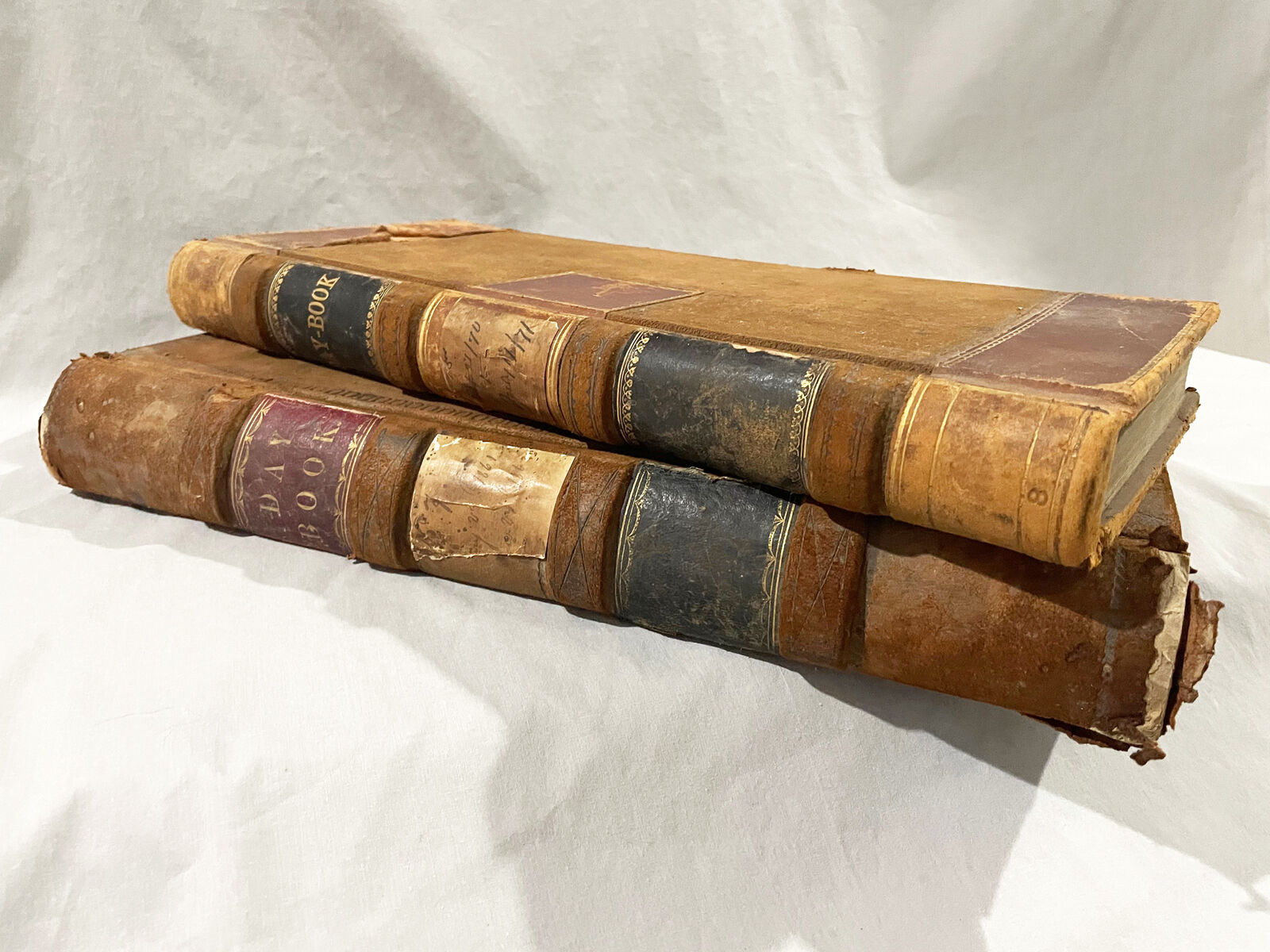2 Antique LANSING IOWA STORE LEDGERS DAY BOOKS 1860 - 1870s