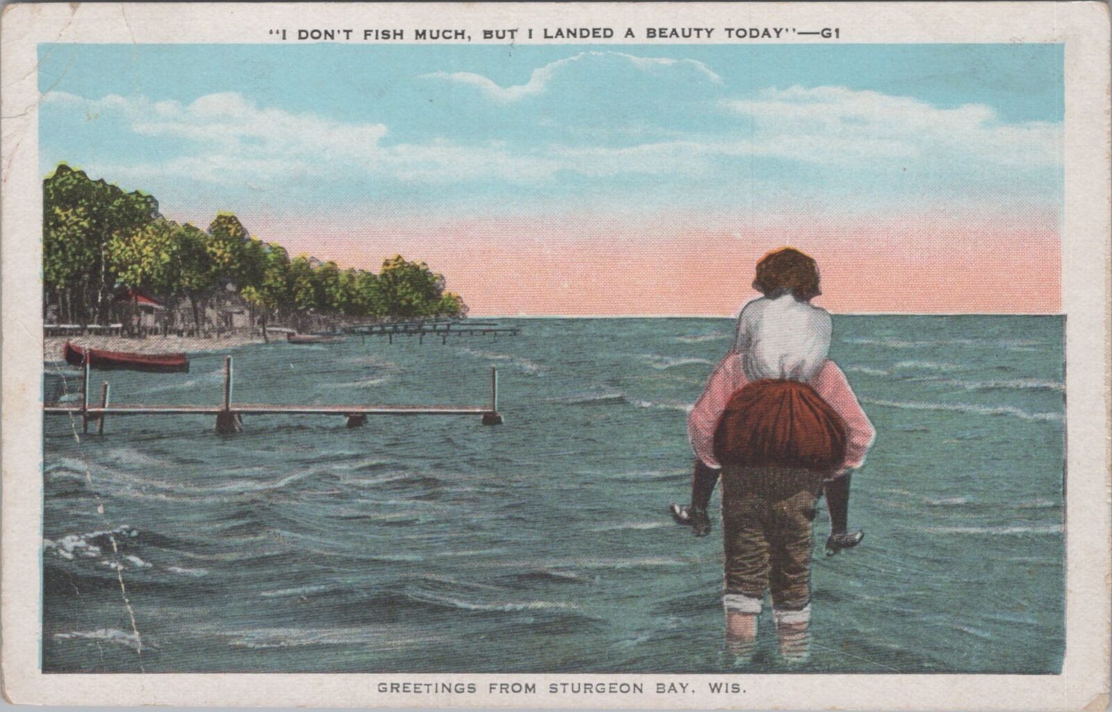 Greetings from Sturgeon Bay Wisconsin This is No Bull Humor Postcard