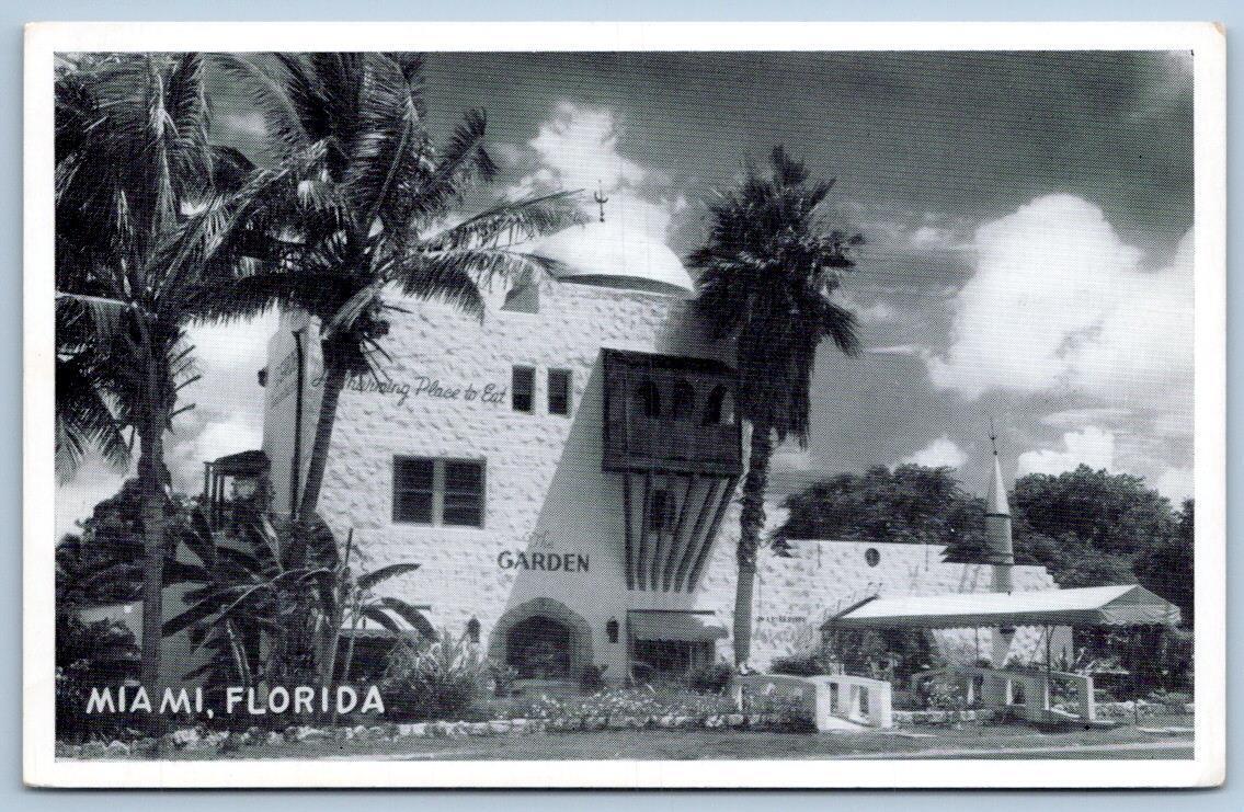 1948 MIAMI FL THE GARDEN RESTAURANT ALPINE COCKTAIL LOUNGE MARIA FREYER POSTCARD