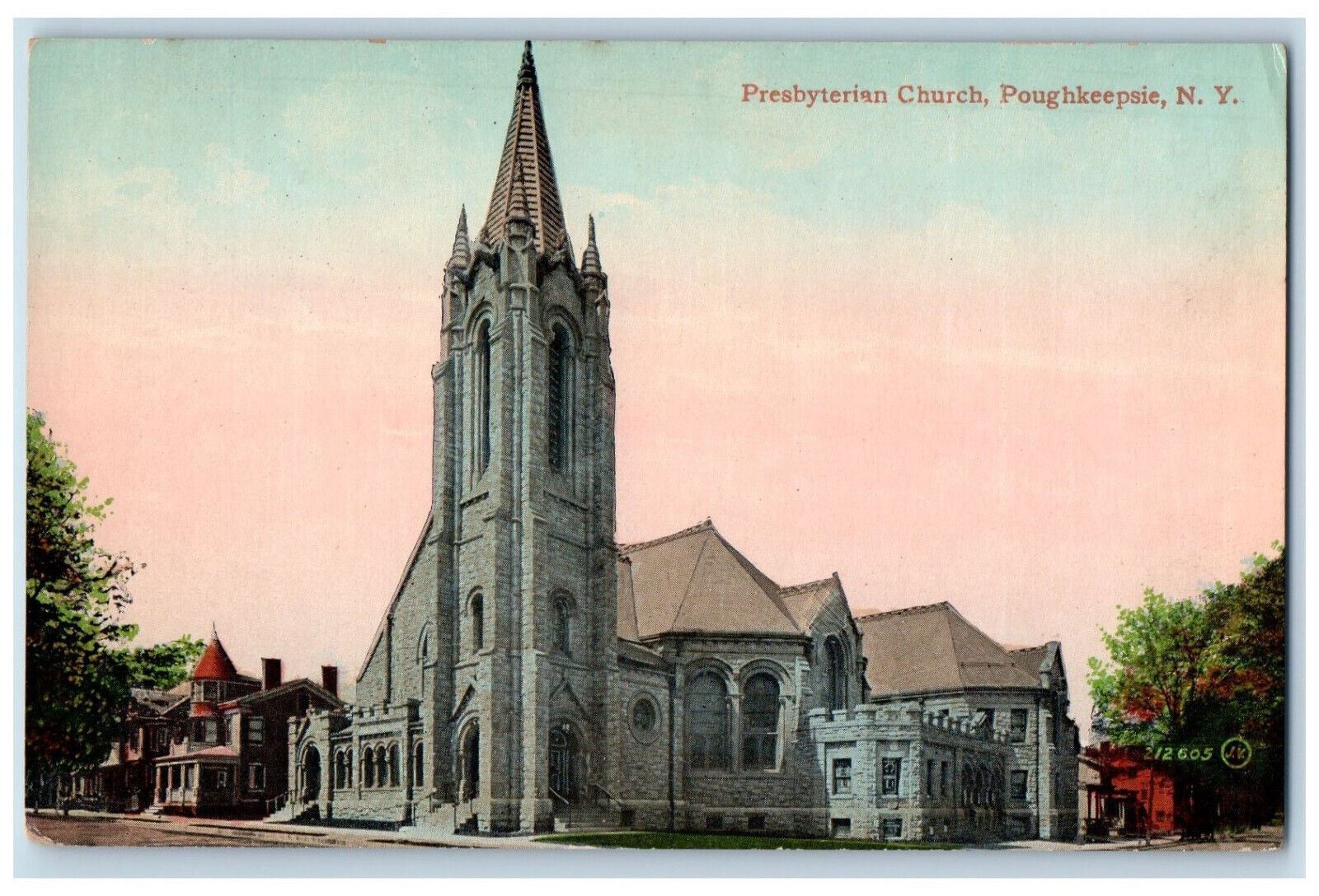 c1910 Presbyterian Church, Poughkeepsie New York Unposted Antique Postcard
