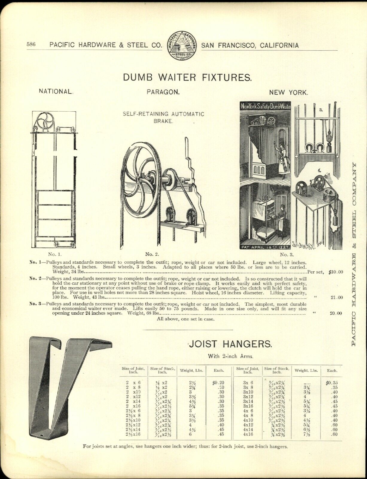 ca 1903 PAPER AD Paragon New York Safety National Dumb Waiter 