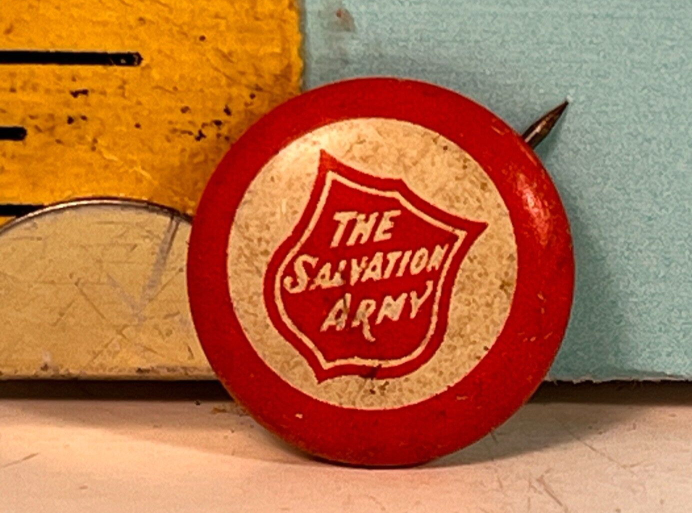 Vintage Salvation Army approx. 1/4  red and white Pinback Button.