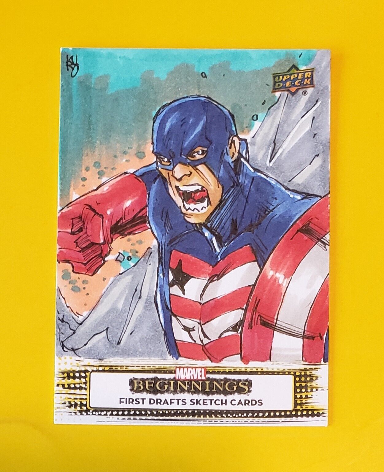 2021 Marvel Beginnings Volume 1 SKETCH CARD 1/1 🔥 US Agent by Kupobhie UD
