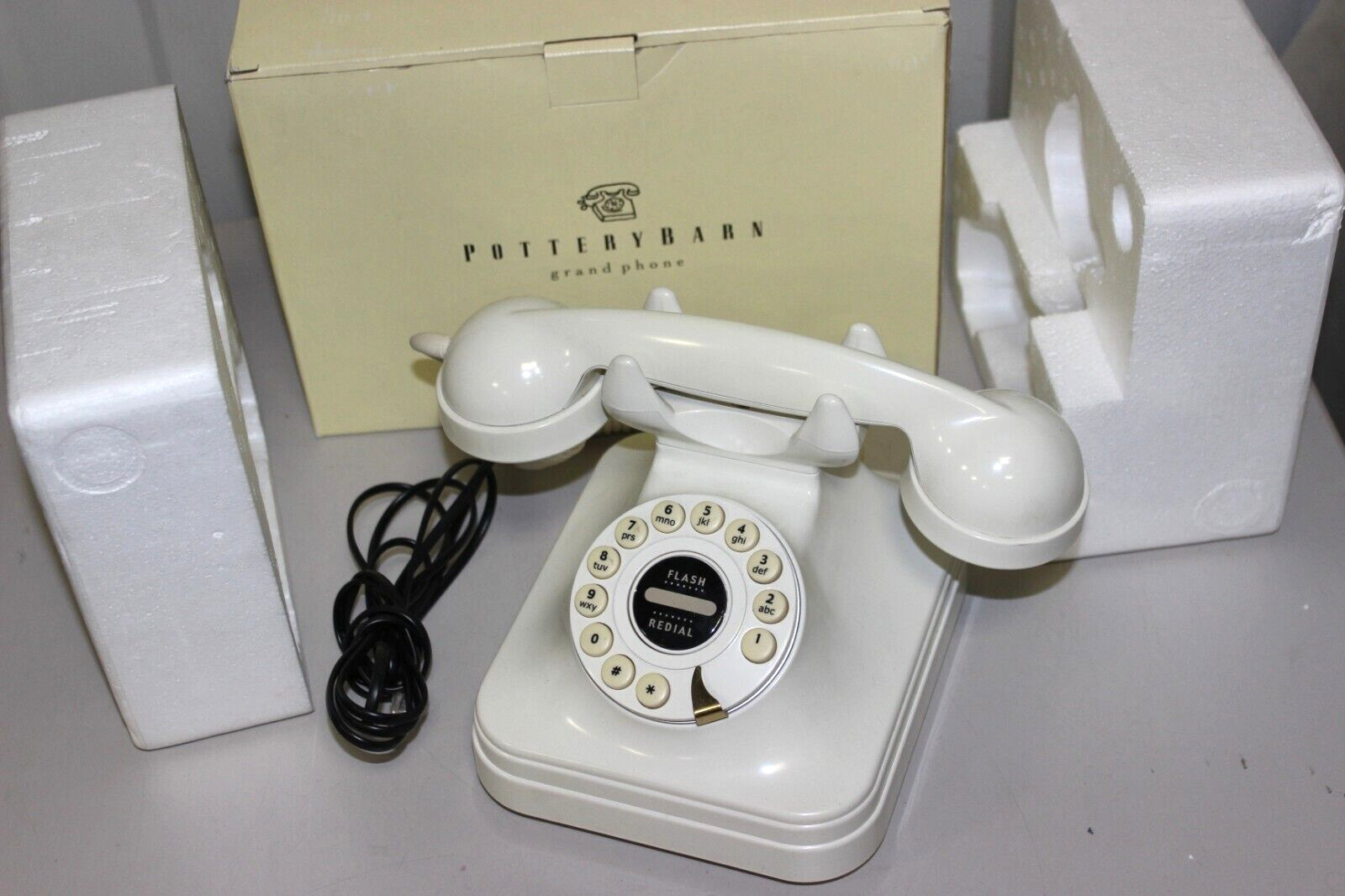Vintage Pottery Barn Grand Phone Telephone Beige Retro Push Button