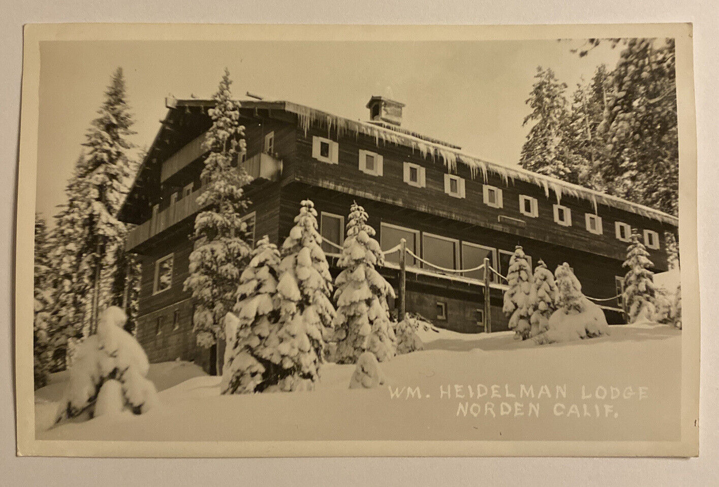 Vintage Postcard RPPC WM Heidelman Lodge, Norden, California 