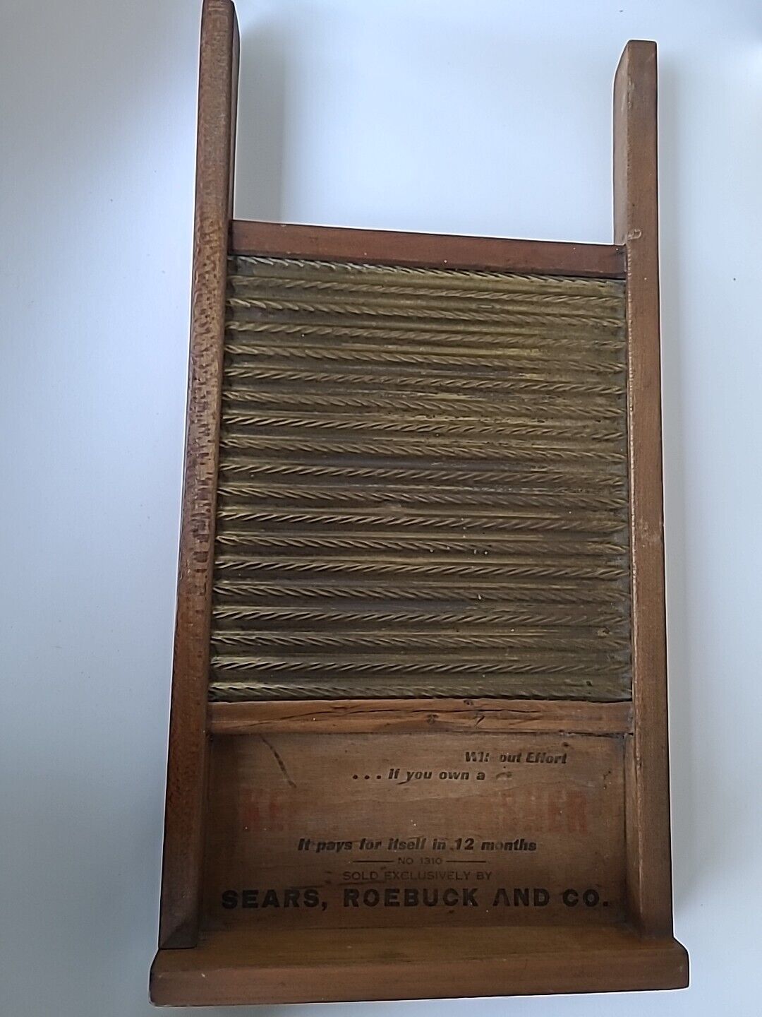 Antique Sears,Roebuck And Co. Wood and Brass Washboard, No.1310