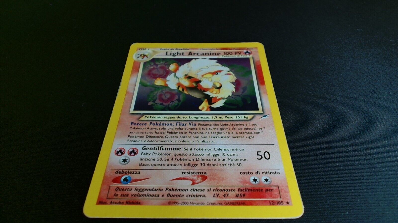 Pokemon Card Light Arcanine 12/105 Holo Exe Ita Neo Destiny