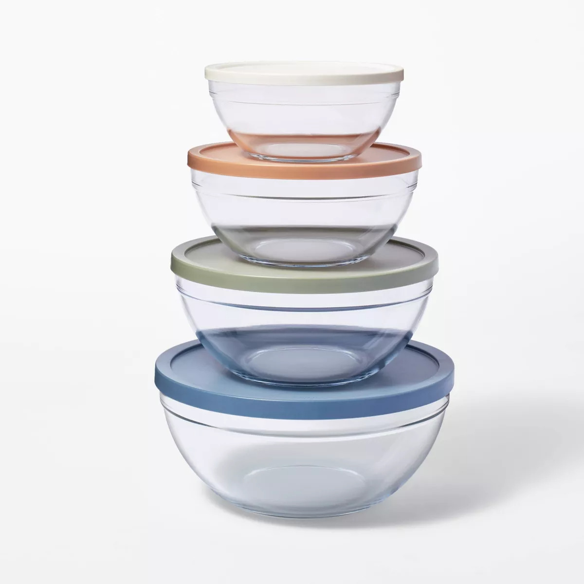 8pc Glass Set of 4 Mixing Bowls with Lids Clear