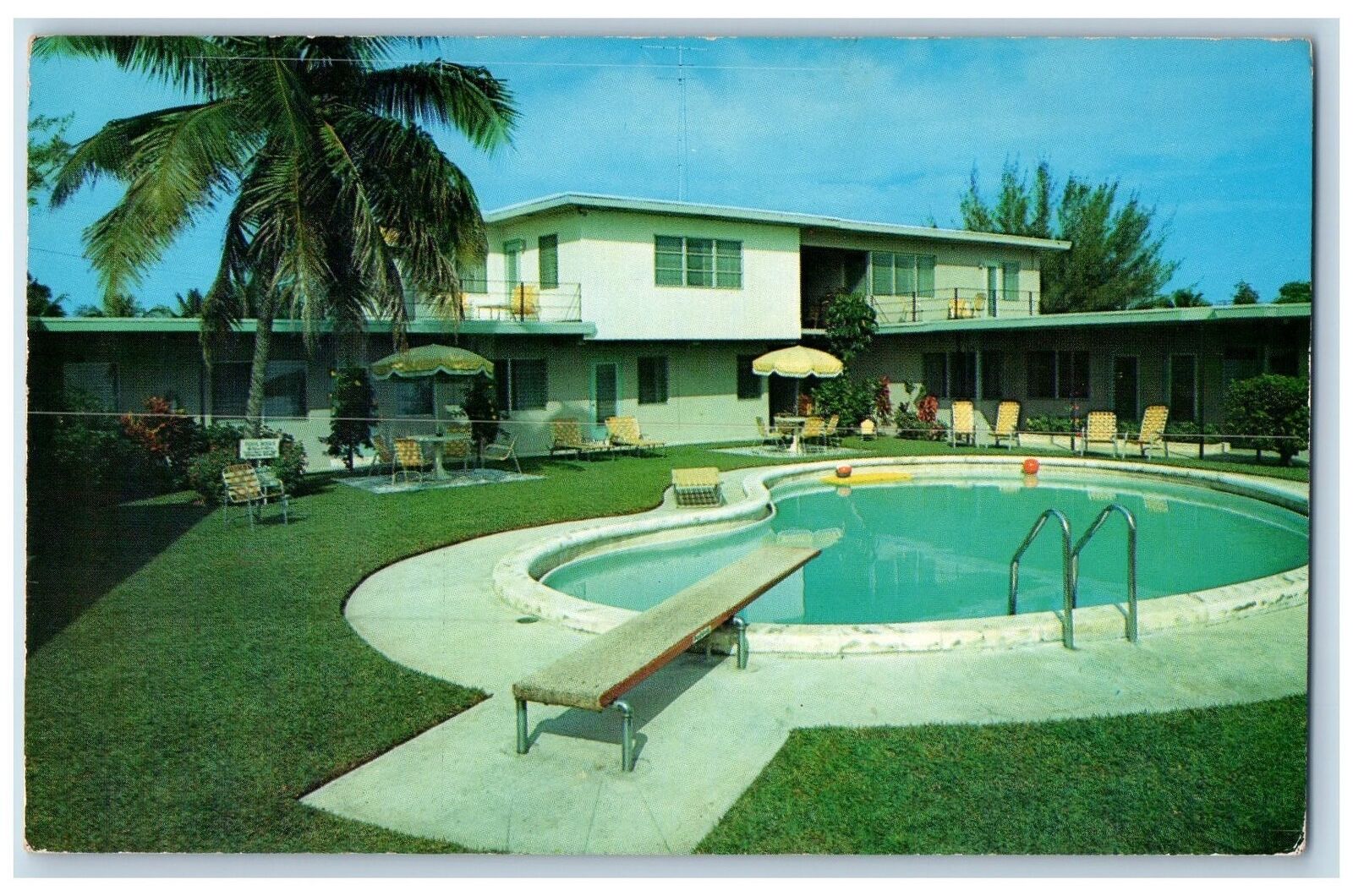 Fort Myers Florida FL Postcard Areca Palms Apartments View c1960's Swimming Pool