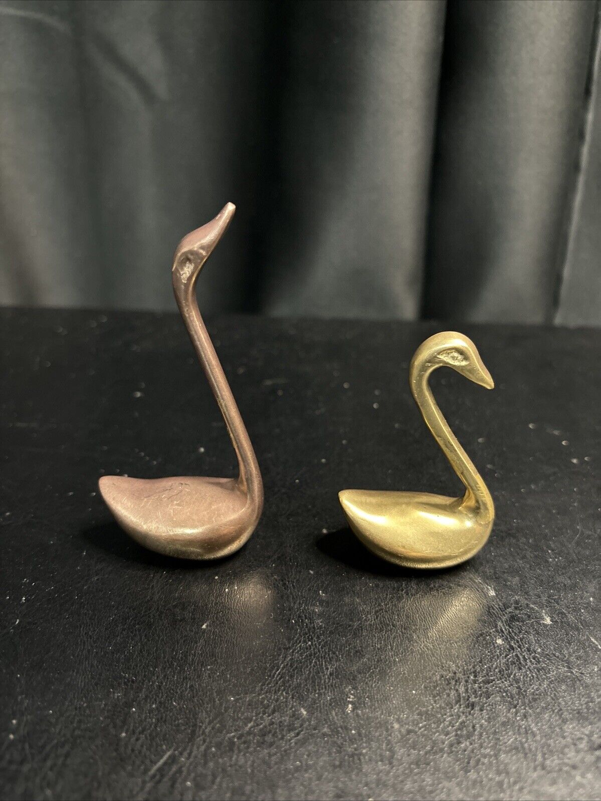 Vintage Brass Swan Figurines Set Of 2