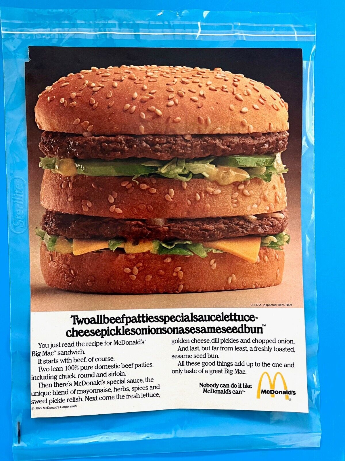 1979 LARGE VINTAGE PRINT AD McDonalds Big Mac TwoAllBeefPatties...