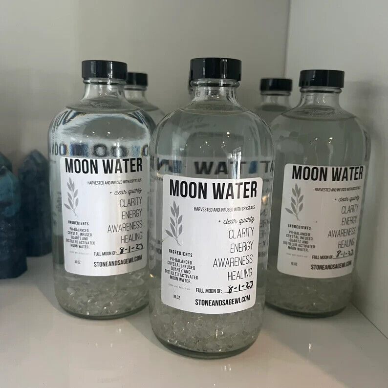 FULL moon water infused with cleansed crystals spiritual energy enhancing & pure