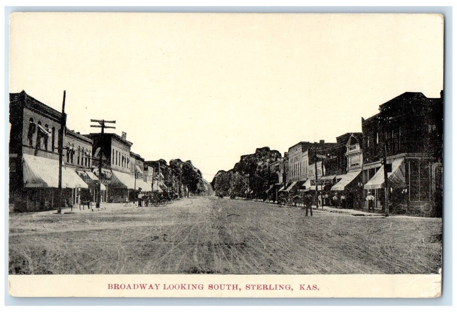 c1940s Broadway Looking South Shops Sterling Kansas KS Unposted Vintage Postcard