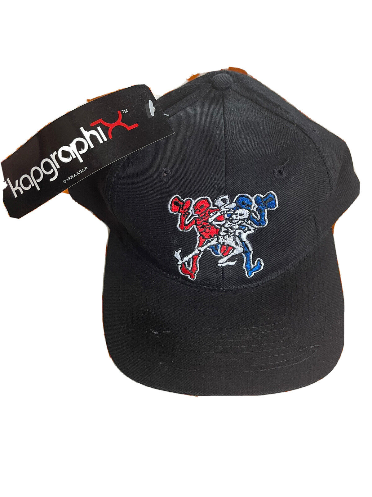 VINTAGE 90s Original Kapgraphi 1996 A.A.D.L.P. Brand Grateful Dead Skull Hat