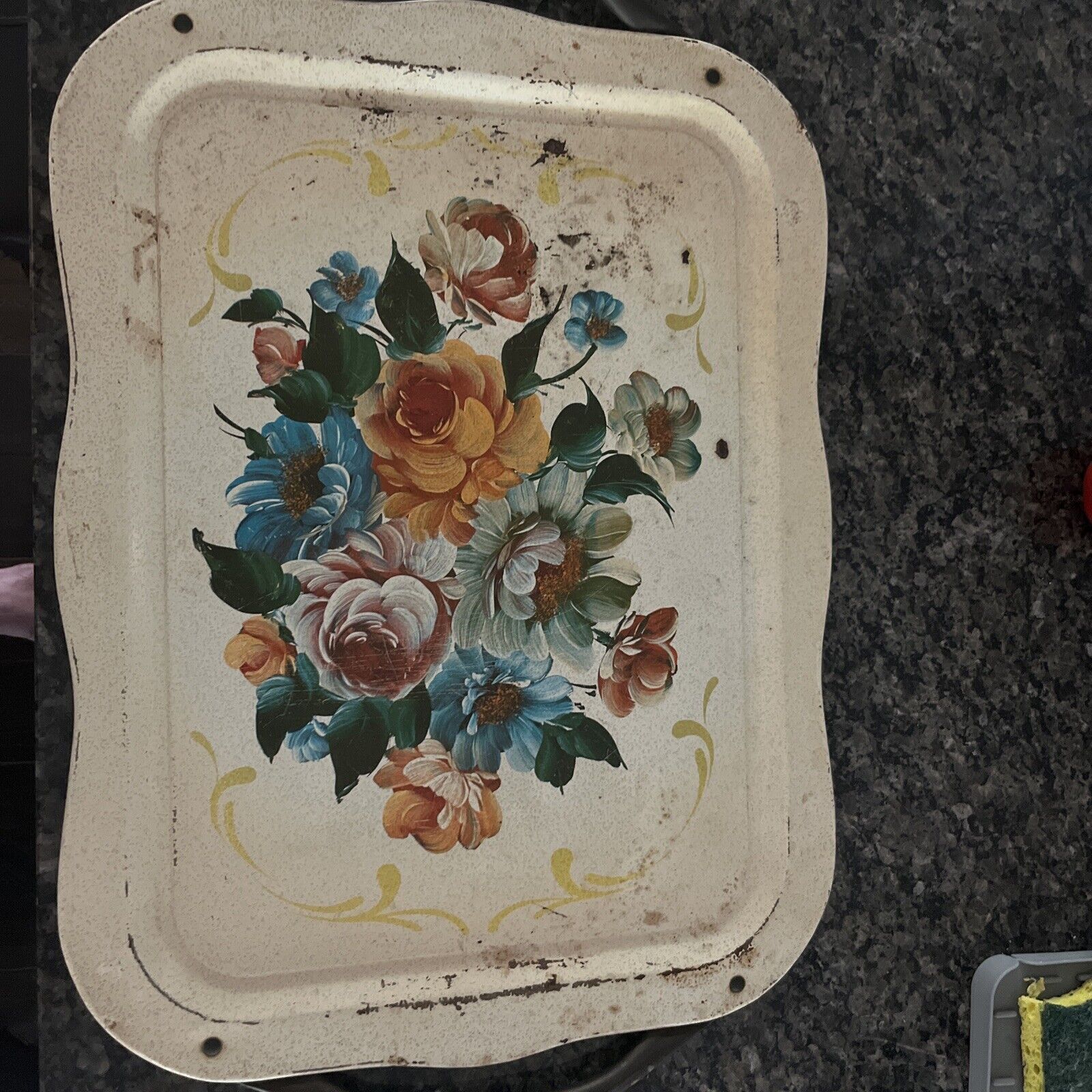 Vintage Metal TV Tray, Table Tray, Lap Tray , Floral 