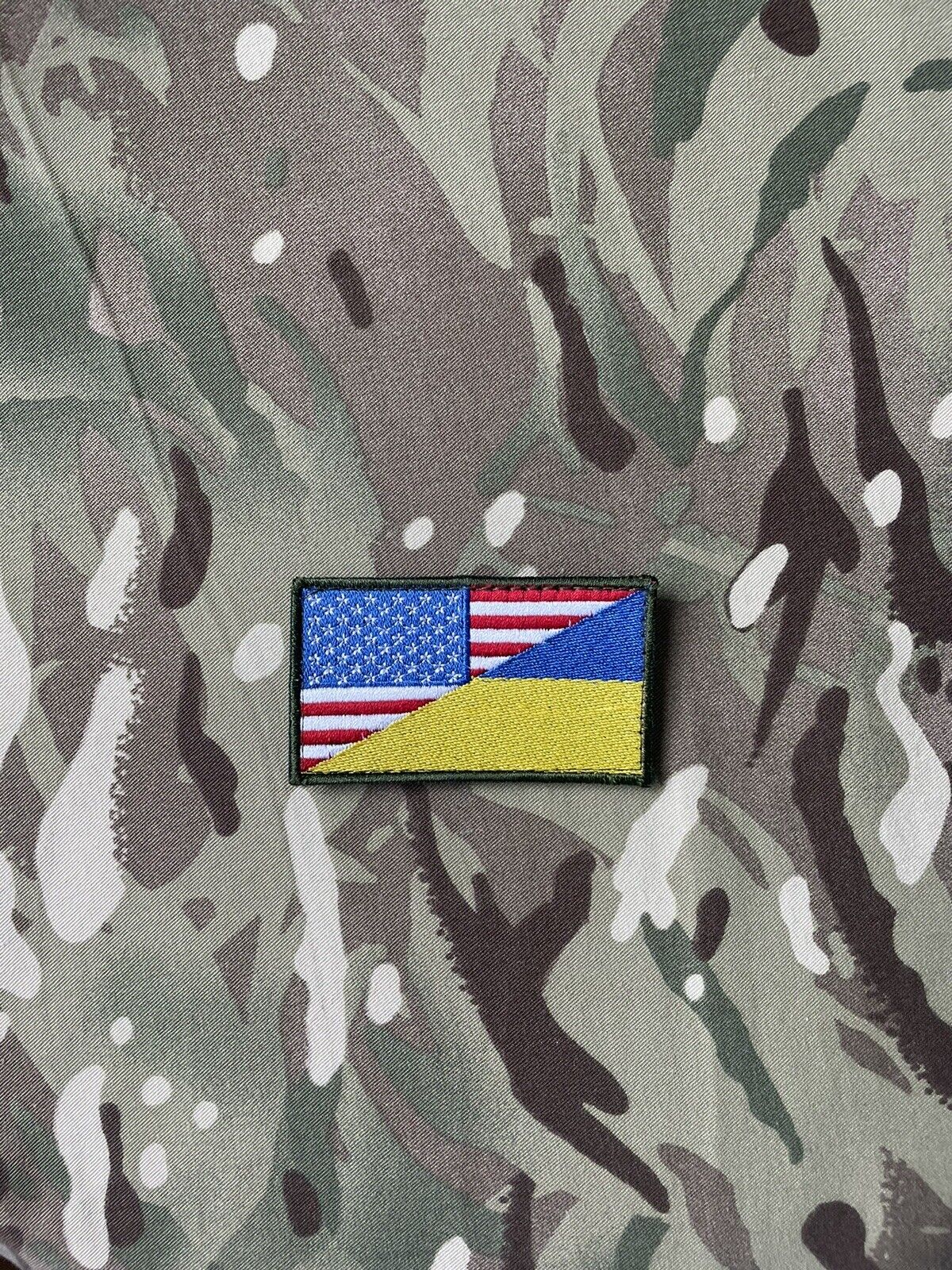 USA-Ukrainian National Flags Patch US-UA Cooperative Chevron Ukrainian-American