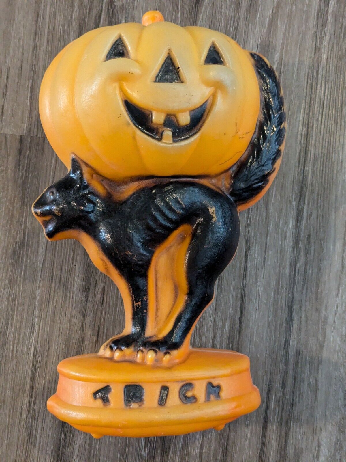 Vintage 1970s Black Cat Pumpkin Jack Lantern 14