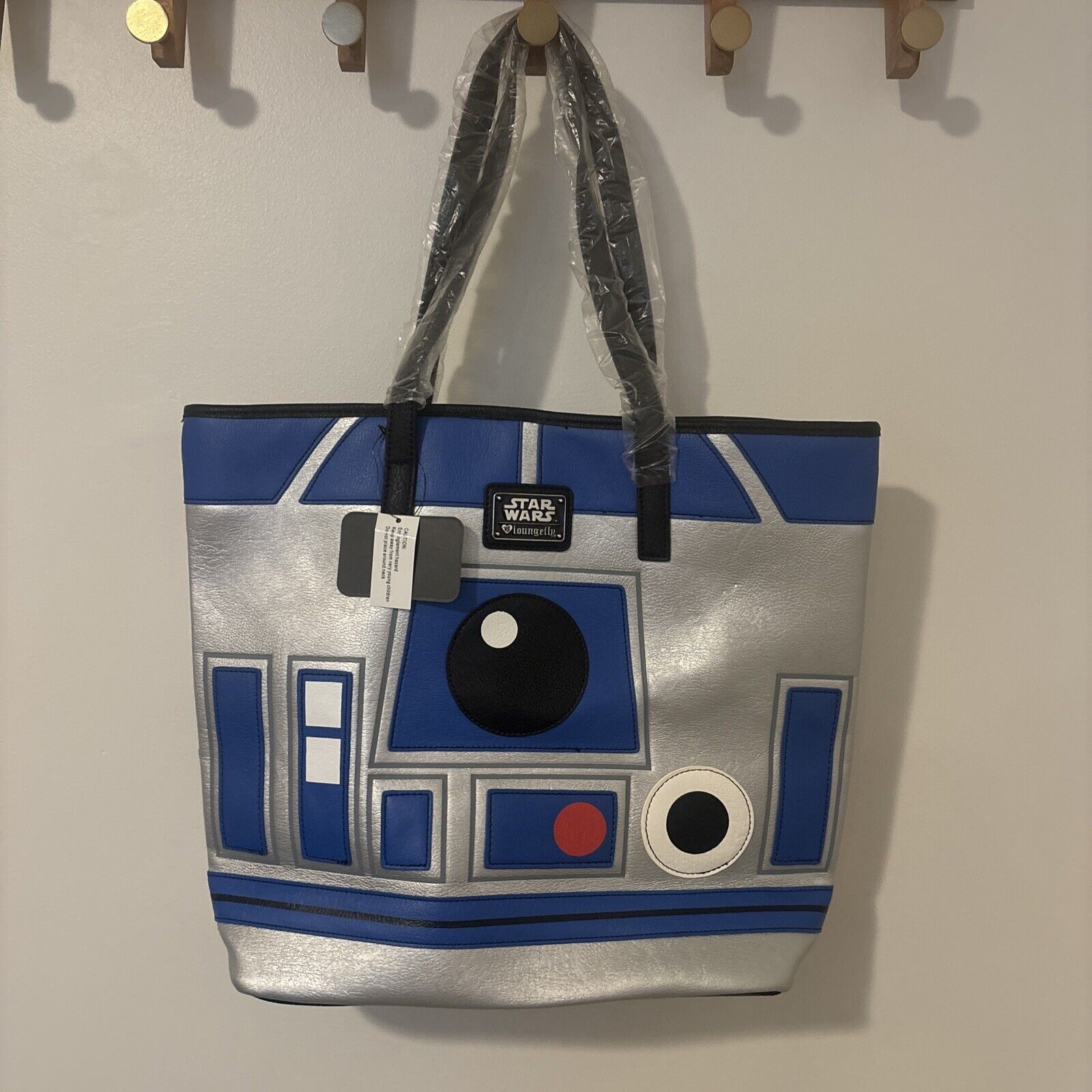NWT Loungefly  Faux Leather R2D2 BB8 Double Sided Star Wars Tote Bag Purse