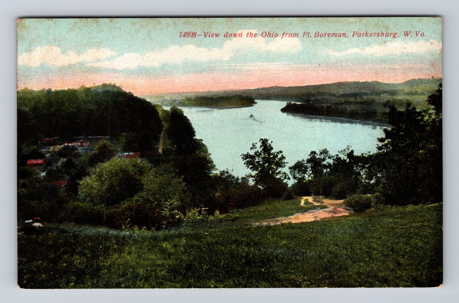 Parkersburg WV-West Virginia, Down Ohio Fort Boreman, Vintage c1910 Postcard