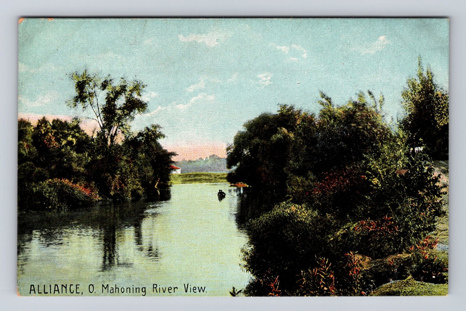 Alliance OH-Ohio, Mahoning River View, Antique Vintage Souvenir Postcard