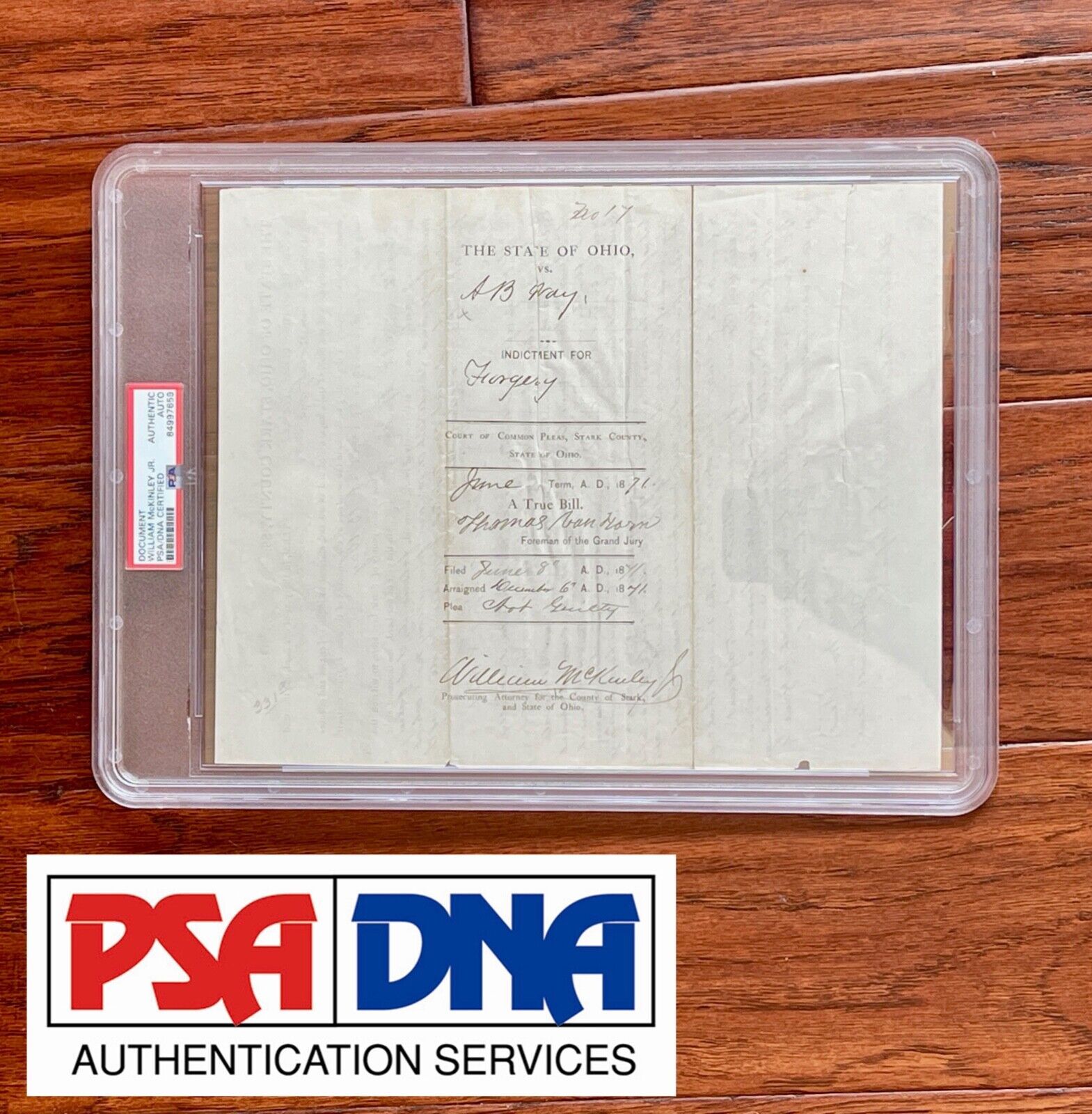 WILLIAM MCKINLEY * PSA/DNA * Early Handwritten Ohio AUTOGRAPH Document SIGNED
