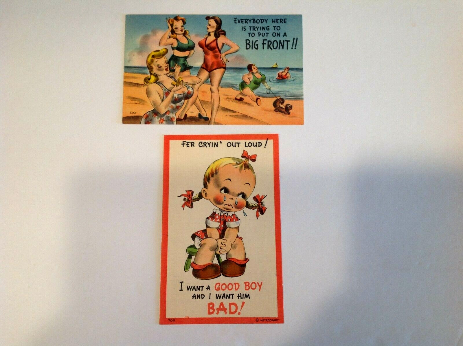 Vintage Humor Metrocraft Postcard - Lot of 2 Unused