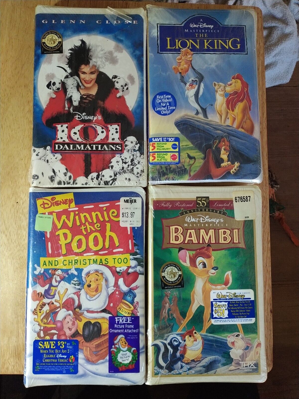 4 Diff Unopened Walt Disney VHS Movies Factory Sealed Nos Kids Shows Family Lot