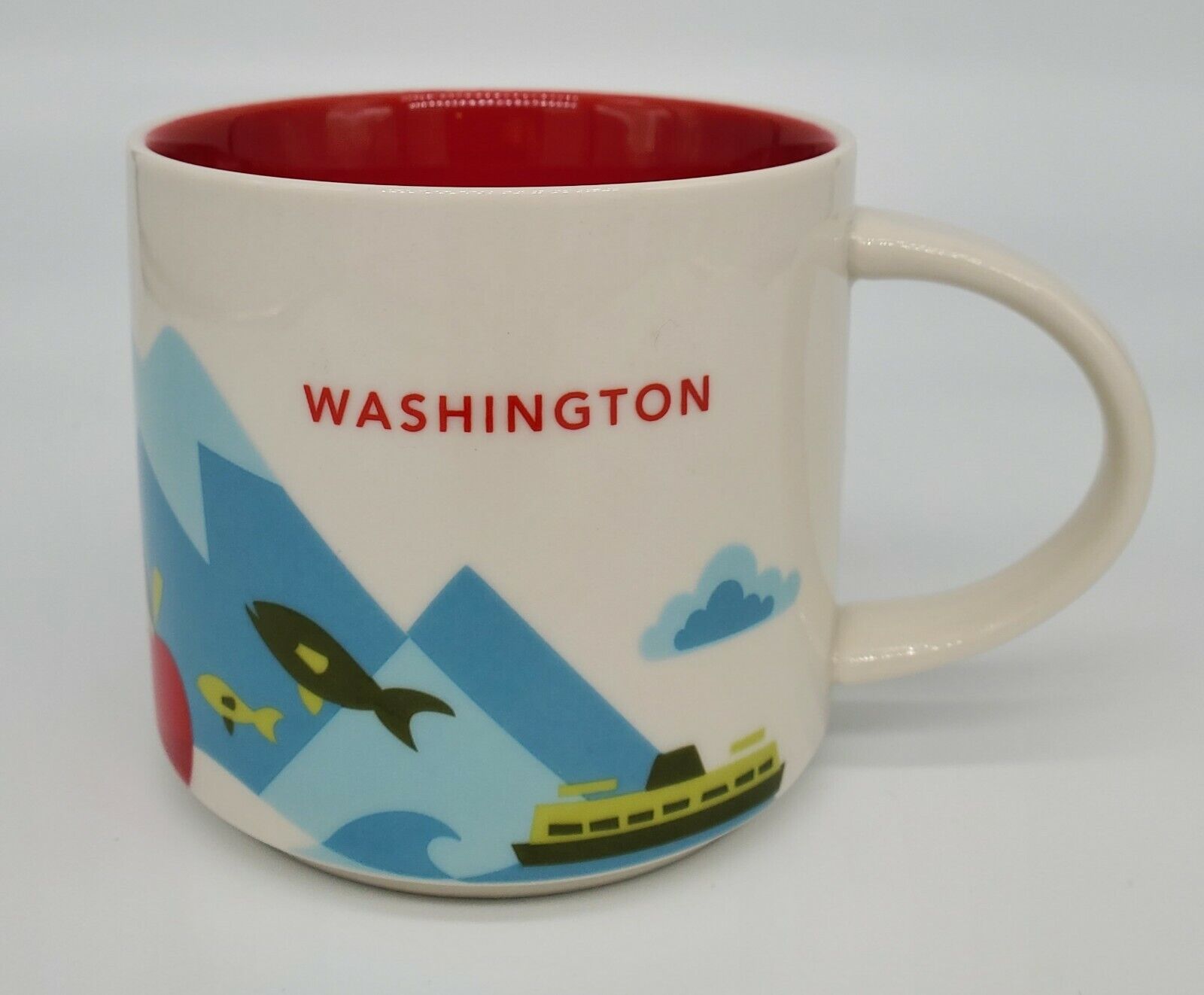 STARBUCKS Mug 2016 Washington State 14oz Coffee Cup You Are Here Series Red EUC